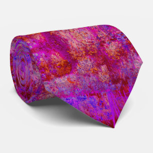 Gravata Paisagem Impressionista Trippy Red e Magenta