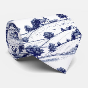 Gravata Paisagem Toile Azul Vintage (3)