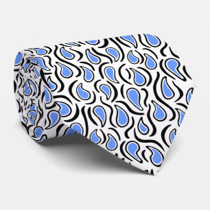 Gravata Paisley Abstrato 230523 - Baby Blue, B&W