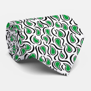 Gravata Paisley Abstrato 230523 - Grass Green, B&W