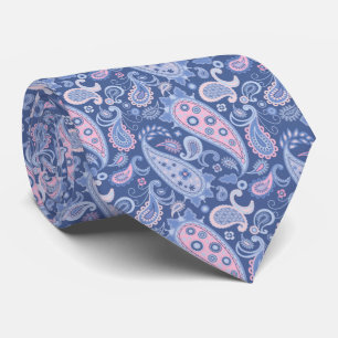 Gravata Paisley Azul e Rosa Elegante