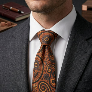 Gravata Paisley de Cobre Vintage