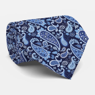 Gravata Paisley Floral Azul-Marinho Elegante