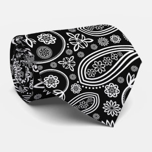Gravata Paisley Pattern, Persa Paisley, Preto e Branco