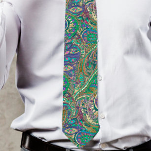 Gravata Paisley Peacock Colors Wedding Tie