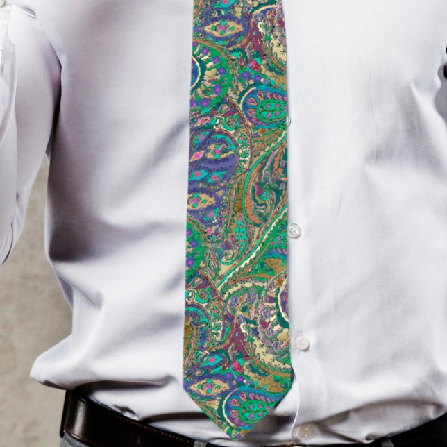 Gravata Paisley Peacock Colors Wedding Tie (Criador carregado)