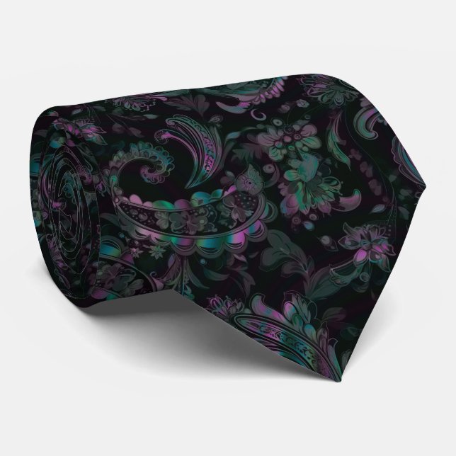 Gravata Paisley Petrol Gótico (Rolled)