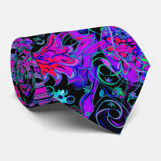 Gravata Paisley Preto e Cores Neon