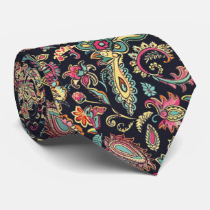 Gravata Paisley Preto Floral
