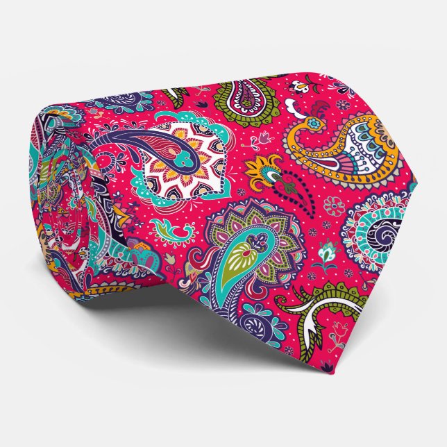 Gravata Paisley Vermelho (Rolled)