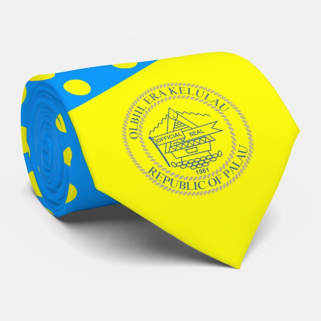 Gravata Palauan Flag & Seal, Flag of Palau (Rolled)