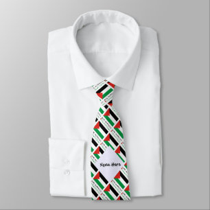 Gravata Palestina e bandeira palestina unidas com seu nome
