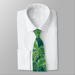 Gravata Palma Tropical Verde Folha Monstera