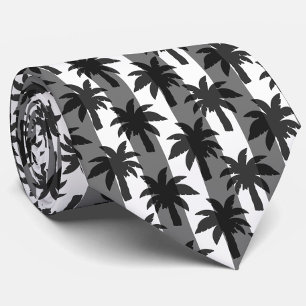 Gravata Palmeiras Tropicais Brancas cinza