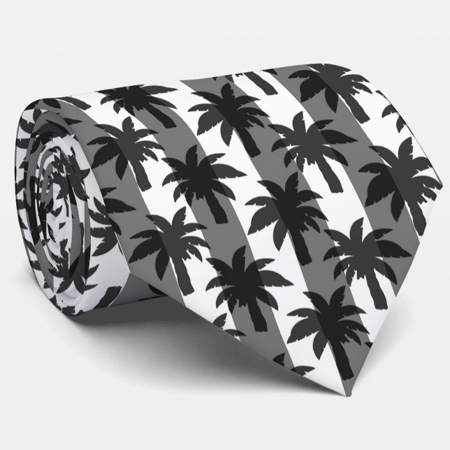 Gravata Palmeiras Tropicais Brancas cinza (Criador carregado)