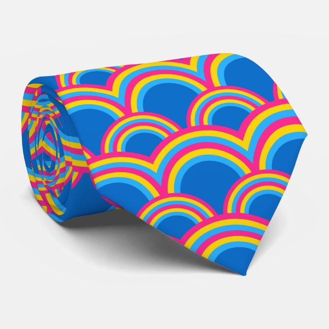 Gravata Pansexuality pride flag / blue rainbow pattern (Rolled)