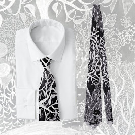 Gravata Pantera preta na selva - desenho a lápis