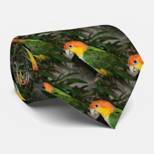 Gravata Papagaio Caique Branco com Árvore Bamboo