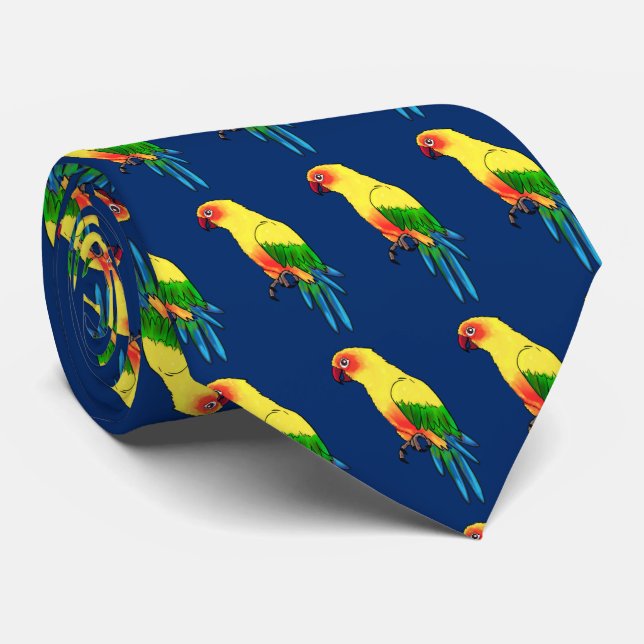 Gravata Papagaio Multicolorido Padrão em Azul (Rolled)