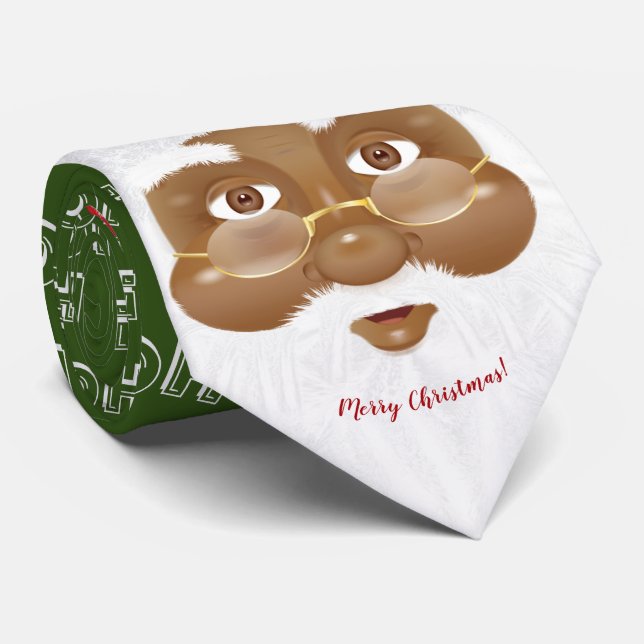 Gravata Papai Noel afro-americano Natal Feriado (Rolled)