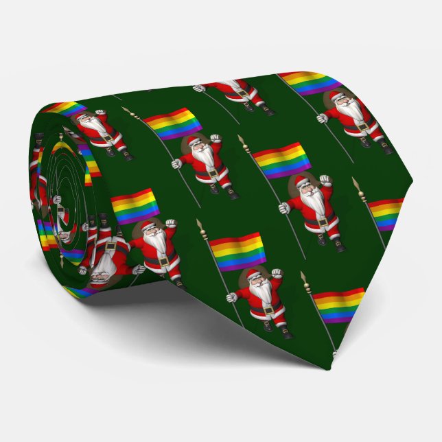 Gravata Papai Noel com Bandeira Arco-Íris (Rolled)