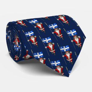 Gravata Papai Noel Com Bandeira De Québec