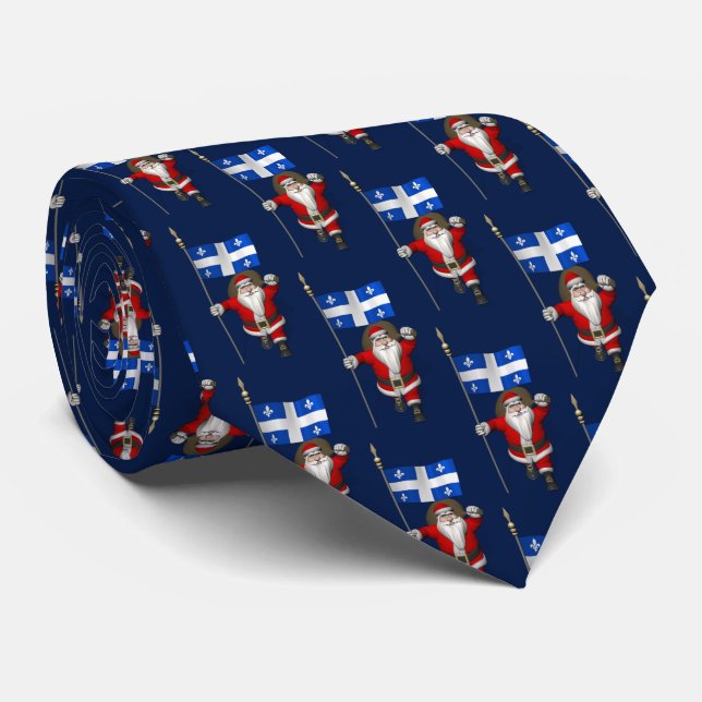 Gravata Papai Noel Com Bandeira De Québec (Rolled)
