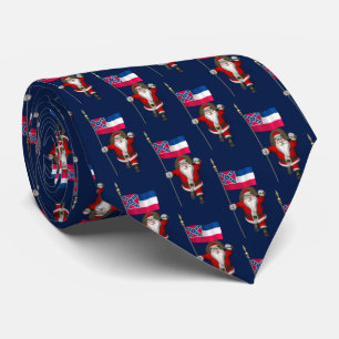 Gravata Papai Noel Com Bandeira Do Mississippi