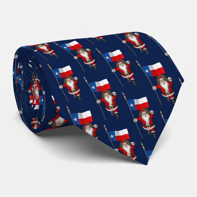 Gravata Papai Noel Com Bandeira Do Texas (Rolled)