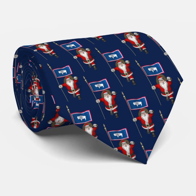 Gravata Papai Noel Com Bandeira Do Wyoming (Rolled)