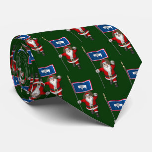 Gravata Papai Noel Com Bandeira Do Wyoming