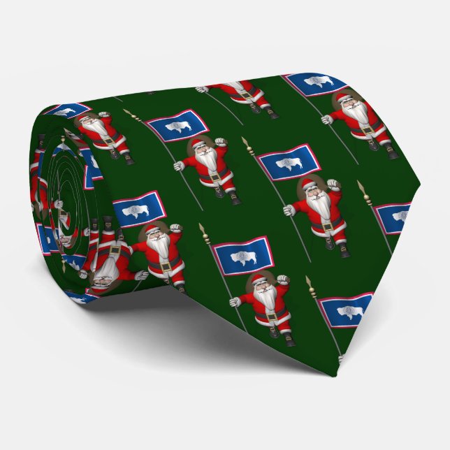 Gravata Papai Noel Com Bandeira Do Wyoming (Rolled)