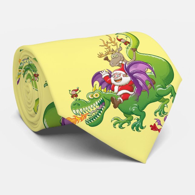 Gravata Papai Noel mudou sua rena para um dragão (Rolled)