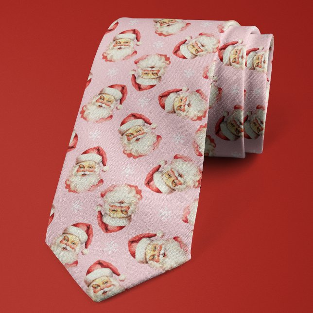 Gravata Papai Noel Rosa Natal Floco de Neve Feriado (Criador carregado)