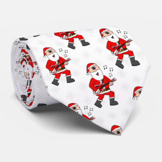 Gravata Papai Noel Tocando Bandolim Músico Folclórico de N