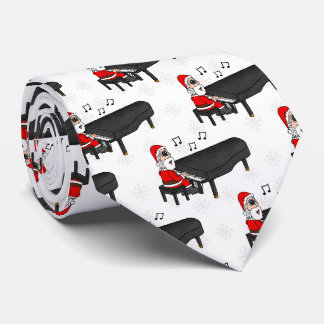 Gravata Papai Noel Tocando Piano de Cauda Pianista de Nata