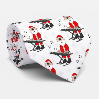 Gravata Papai Noel tocando teclado Natal Pianista Músico