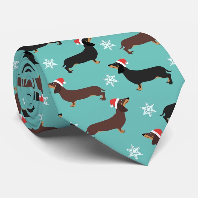 Gravata Papais noeis de Dachshund de Xmas bonitos (Rolled)