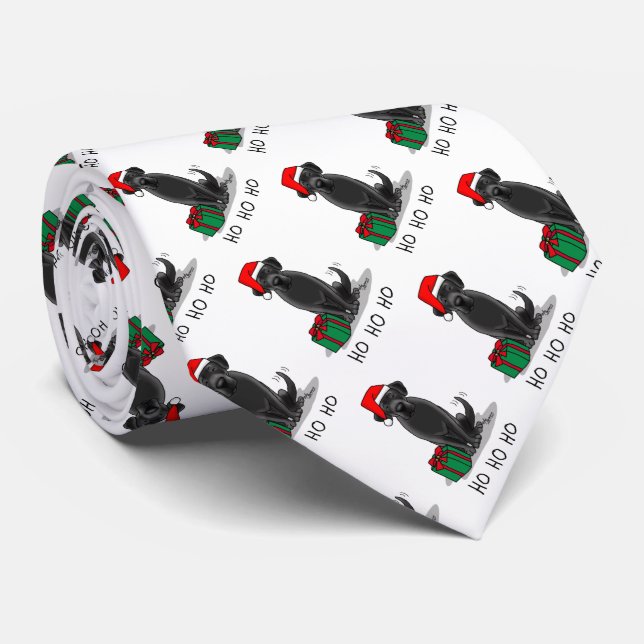 Gravata Papais noeis de Natal Black Labrador Retriever Cut (Rolled)
