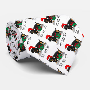Gravata Papais noeis de Natal Dachshund (S pretos e bronze