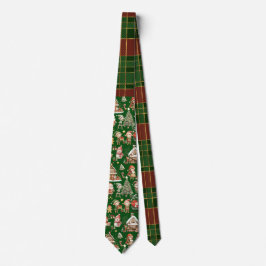 Gravata Papais noeis de Natal do Tartan Vermelho Verde Fes