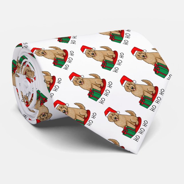 Gravata Papais noeis de Natal Goldendoodle (ouro vermelho) (Rolled)