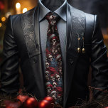 Gravata Papais noeis Gótica Vermelha e Negra Crânios Gótom<br><div class="desc">Mostre seu estilo de feriado com a nossa gravata de Natal de homens egoístas e escuros. Este acessório único é perfeito para adicionar uma surra e uma reviravolta festiva ao seu traje de trabalho. Saia em festas de escritórios, reuniões festivas. Nossa design especial gótica é perfeita, quer você esteja participando...</div>