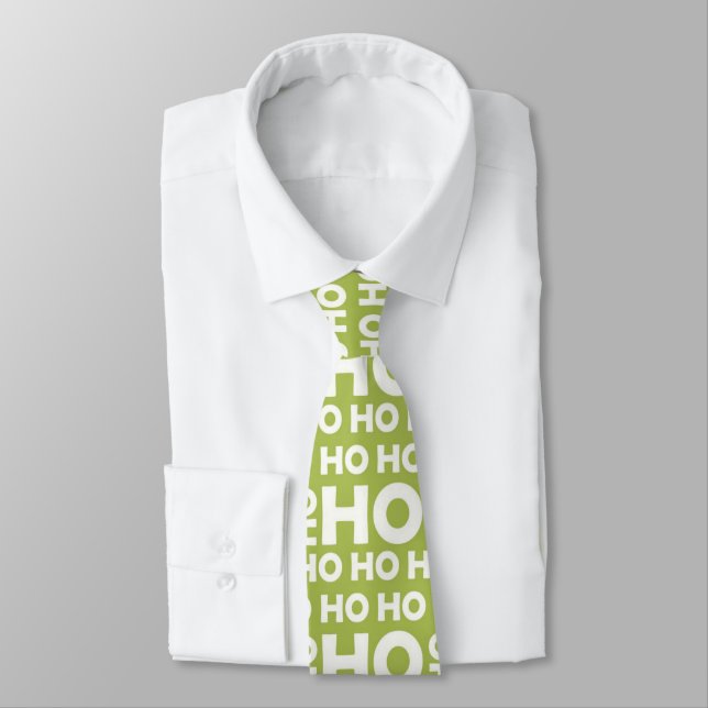 Gravata Papais noeis Ho Ho Ho Tie - Verde Natal Personaliz (Amarrado)
