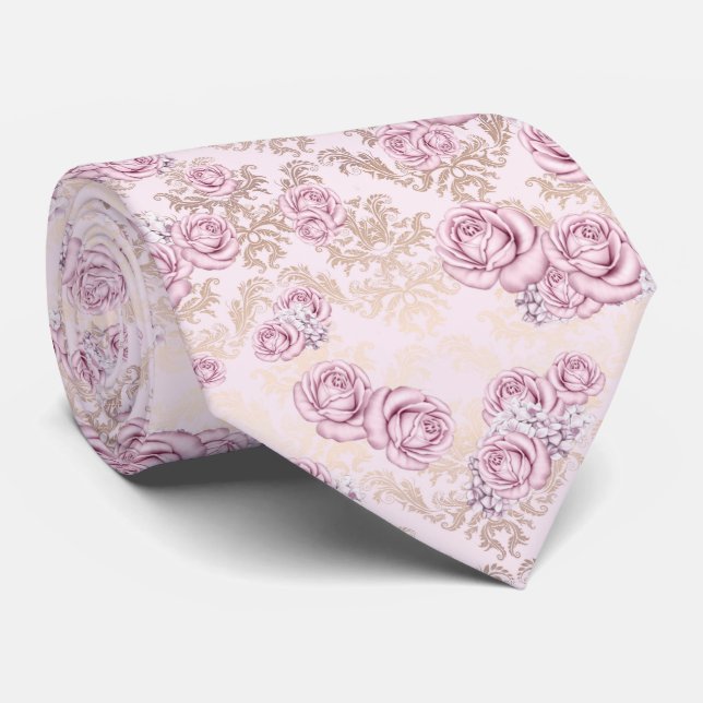 Gravata Papel de embrulho com padrão de rosa de luxo (Rolled)