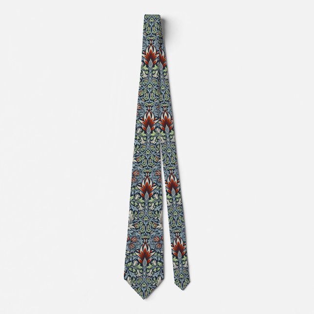 Gravata Papel de parede floral Morris Navy Blue Snakeshead (Frente)