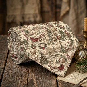 Gravata Papel de Presente de Natal Toile Vintage Veado &