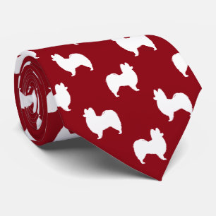 Gravata Papillon Cão Silhuettes Padrão Vermelho e Branco