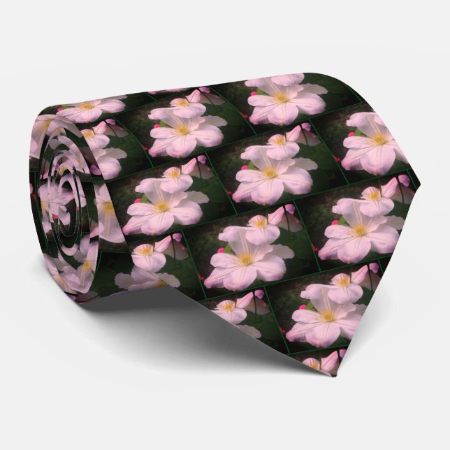 Gravata Par Flor Branco Clematis (Rolled)