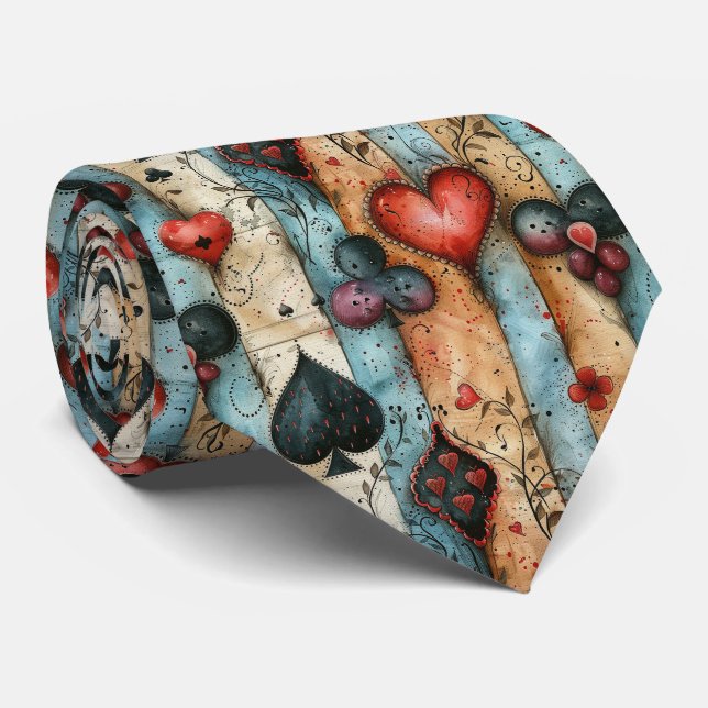 Gravata Para amantes de jogos de cartas. A reproduzir símb (Rolled)